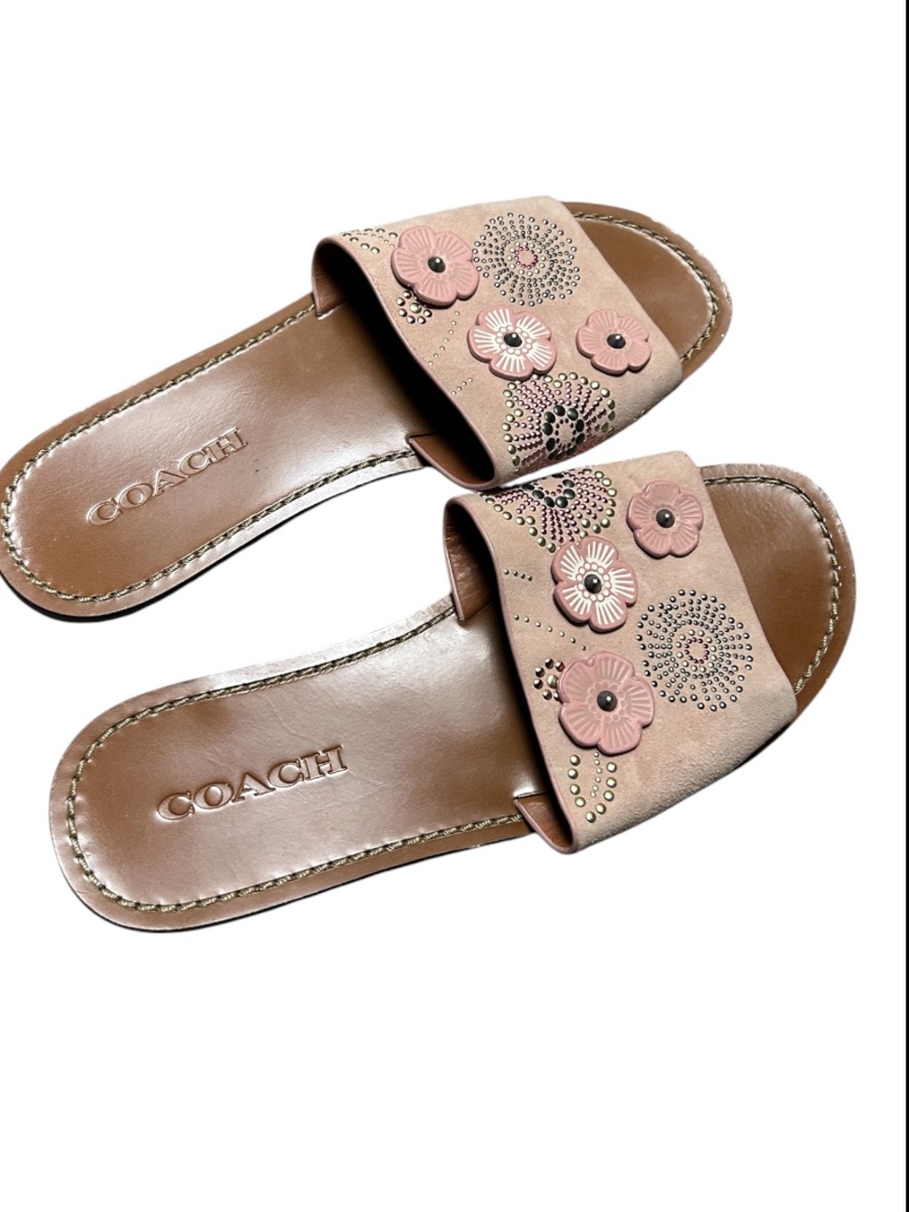 Coach Slide With Tea Rose Rivets In Light Pink Size 8.5 - Picture 4 of 5